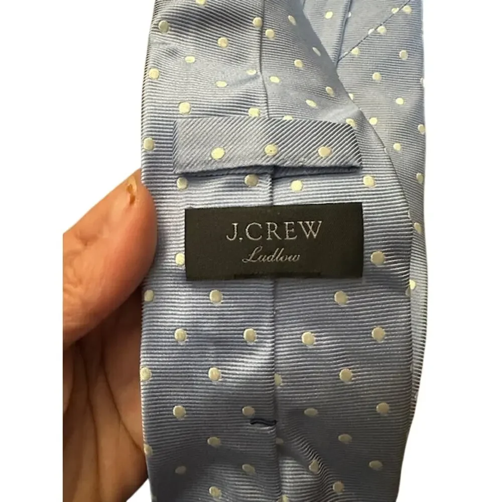 J.Crew Baby Blue White Polka Dot Ludlow Tie Playful Pattern Men